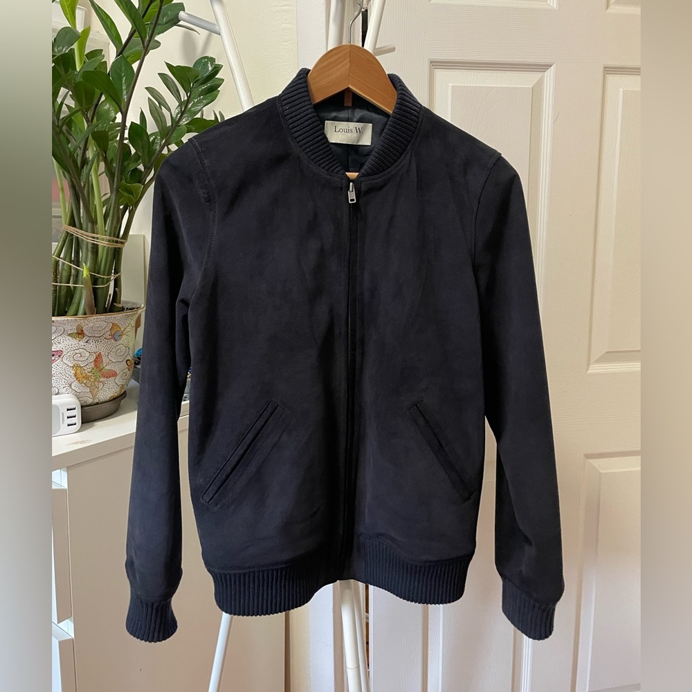 APC x Louis W Ferris Navy Suede Leather Bomber Jacket Size 36/xs-s